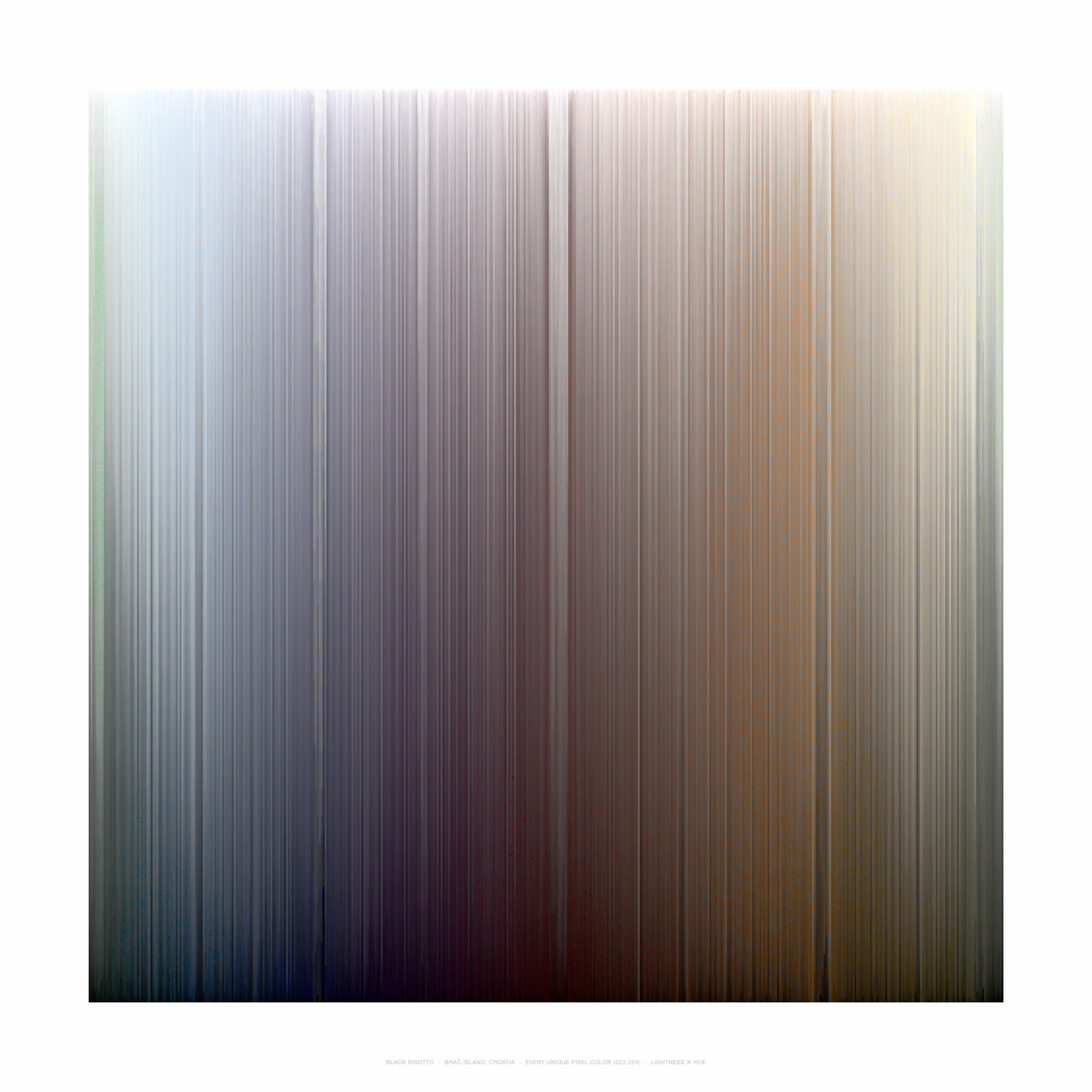 BLACK RISOTTO – BRAČ ISLAND, CROATIA – EVERY UNIQUE PIXEL COLOR (223,254) – LIGHTNESS × HUE